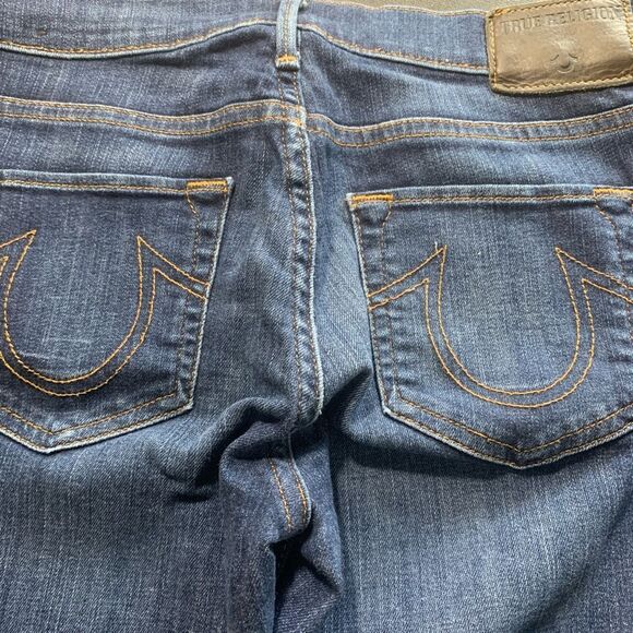 True Religion Womens Size 27 Halle Mid Rise Super Skinny Denim Jeans Blue - Picture 2 of 11